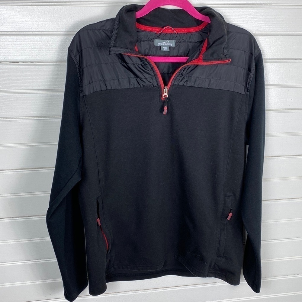Eddie Bauer Men’s Mixed Media Quilted Pullover Size Medium